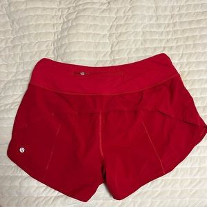 Red Lululemon Speed Up Shorts size 8